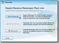 Repair/Remove Messenger Plus! Live
