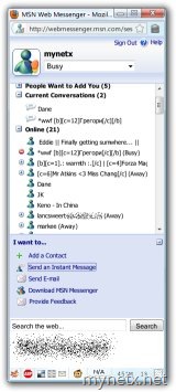 MSN Web Messenger - Contact list