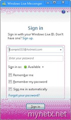 Windows Live Messenger 2009 sign-in window (256 colors)