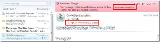 This message contains an attachment whose file type is considered dangerous.  The file has been deactivated.