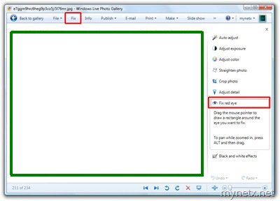 Fix red eye in Windows Live Photo Gallery