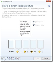 Dynamische Anzeigebilder von Webcam in Messenger 2009