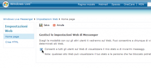 Windows Live Messenger Web Settings