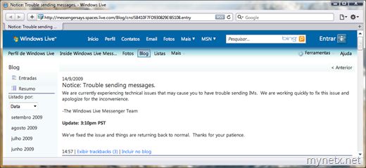 MessengerSays: "Trouble sending messages"
