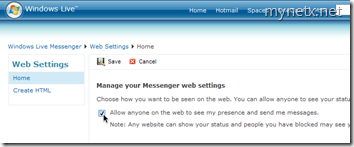 Windows Live Messenger Web Settings