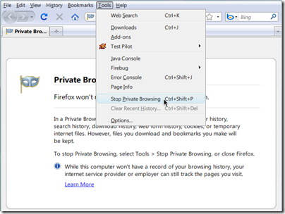 Mozilla Firefox Private Browsing