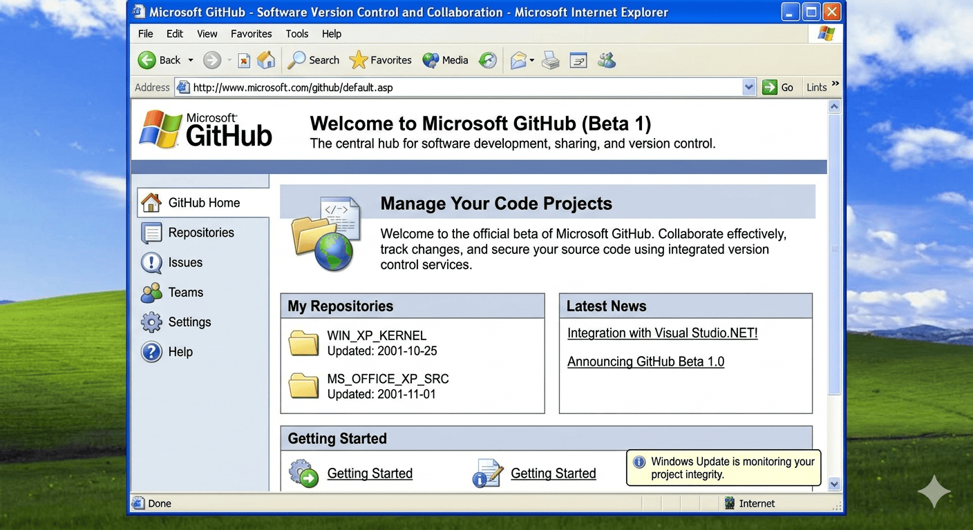 GitHub if it was made by Microsoft, circa 2002